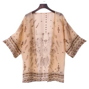 Bohemian Print Long Sleeve Kimono
